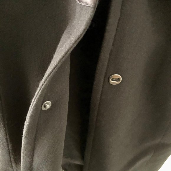 BCBG MAXAZRIA WOOL CASHMERE LEATHER BELT LONG COAT - Picture 5 of 6